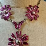 Pink flower butterfly statement necklace Photo 1