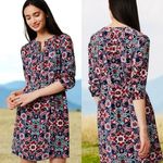 Loft  Long Sleeve Dress Size Small Stained Glass Floral Print Photo 1