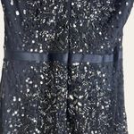 Adrianna Papell  Midnight Blue Sequin Beaded Cap Sleeve V-Neck Formal Gown Photo 11