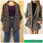 Boutique Blue B collection plaid tweed blazer brown size M Size M Photo 1