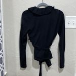Elie Tahari  Black 100% Extra-fine Merino Wool Wrap Cardigan Size Small Photo 5