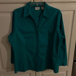 Riders By Lee Easy Care Teal Collared Button Front Shirt Women XL Photo 0