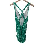 LL Bean Women's Green White Polka Dot One Piece Swimsuit Size 14 UPF Vacation Photo 3