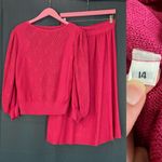 Vintage 70s Bishop Sleeve Sweater & Skirt Set Pink Size 14 Photo 3