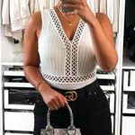 Crochet Lace Trim Mesh Back Sleeveless Bodysuit 6 NWT Photo 0