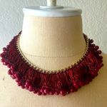 Statement Wine Color Tassel beaded Necklace Photo 0