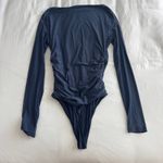 Abercrombie & Fitch  Blue Long Sleeve Ruched Bodysuit Women’s Size S Photo 3