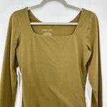 Everlane  Square Neck Long Sleeve Bodysuit Olive Green Womens Size L Minimalist Photo 2