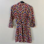 Aryeh  boho stretch 3/4 sleeve multicolor printed wrap mini dress Medium Photo 9