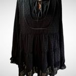 PRETTYGARDEN Women's V-neck Black Chiffon Long Sleeve Boho Blouse Large | EUC Photo 6