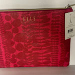 Elle  Vibrant Red Patterned Cosmetic Bag Photo 0