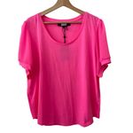 DKNY DYNK NWT Mixed Media Puff Sheer Sleeve Top in Power Pink XL Photo 2