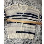 Madewell  Size Large Grandover Bobble Sweater White Blue Striped Cozy Granny core Photo 5