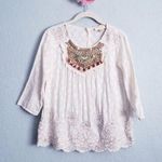 Anthropologie  Moulinette Soeurs Floral Embroidered Textured Embellished Blouse Photo 0