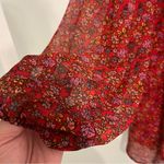 Free People  Dress Pennie Babydoll Mini Red Floral Chiffon Boho Open Back… Photo 5