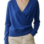 The Limited  Royal Blue Slanted Side Zip L/S Lightweight‎ Sweater EUC Size MP Photo 0