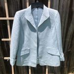 Ellen Tracy  Light Blue Textured Tailored Cotton/Silk Blend Blazer 6 Photo 0
