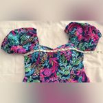 Lilly Pulitzer Dress Morena Short Sleeve Romper Aegean Navy Calypso Coast Sz 10 Photo 8