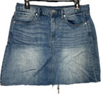 BLANK NYC Blank‎ NYC Medium Wash Raw Hem 100% Cotton Denim Mini Skirt Size 29 Photo 0