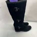 Alfani  VERMONT SUEDE LEATHER‎ SHEARLING TRIPLE BUCKLE RIDING BOOT WOMEN 7 BLACK Photo 2