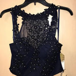 Say Yes To The Prom  Size 7 Navy Blue Dedazzled Top. New With Tags Photo 2