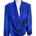 Jaclyn Smith Vintage Drape Blouse Whimsigoth Floral Satin Back Button 80s Sz 10 Photo 0