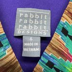 Rabbit Vintage Handkerchief Dress Womens 6 Empire Smocked Waist Artsy Festival Purple Photo 2