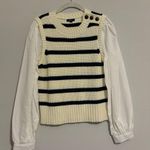 Rails  bambi sweater vest w/ contrasting sleeves in ivory navy stripe size small Photo 2