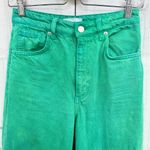 ZARA Sz 4 Green Denim High Rise Wide Leg Jeans Blogger Fave Fairycore Photo 2