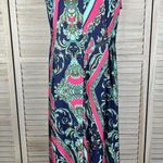ICE SILK Scarf Print Sleeveless Maxi Dress Pink/Blue Multi Photo 1