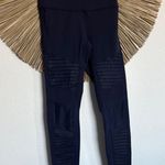 Alo Yoga  Blue Moto-Style Leggings with Ribbed Panels Photo 1