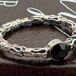 Vintage Silver Tone Ring w/ Black Rhinestone Accent – Size 6.5 Photo 0