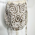 Free People NWOT  Penny Beaded Pouch Bag Drawstring Cream One Size OS Photo 3