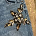 EXPRESS Ankle Mid Rise Rhinestone Floral Distressed Skinny Jeans Size 4 Photo 4