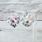 Vintage Clip On Earrings Iridescent 7/8" Photo 0