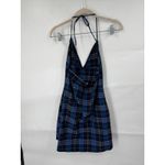 Burberry London Plaid Mini Halter Neck Dress Women Large Blue Plaid Babydoll Y2K Photo 2