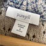 J.Jill Pure Jill Textured Paisley Sweater Coat Cotton Blend Blue Snap Front SP Photo 10