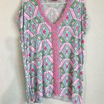 Macbeth Collection  Diamond Print Pink Green Girly Swim Beach Coverup Size Medium Photo 5