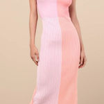 Lulus Radiant Personality Pink Color Block Ribbed Knit Midi
Dress Photo 0