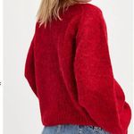 Free People #65 NWT  Foxy Baby Alpaca Pullover Sweater in Red Combo Photo 2