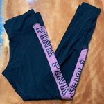 PINK - Victoria's Secret VS PINK Black and pink Logo workout leggings size small sheer accent Photo 0