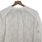 Sea New York XS Women's Crew Neck Eyelet Back Sweatshirt White Cotton Photo 6