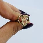 10k solid gold ring heart initial C Photo 2