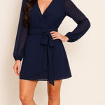 Navy Showpo Swiss Dot Mini Dress Photo 0