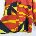 Betty Jackson England Shirt Womens 10 Long Sleeve Button Up Abstract Artsy Wool Red Photo 5