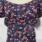 Band Of The Free New Floral Print Crossover Waist Mini Dress Purple Size Medium Photo 7