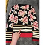 Missoni Knit Cardigan 6 Italy Red Black Wool Viscose Floral Stripes Classic Photo 8