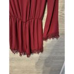 Tobi Romper Burgundy Wine Crochet Bell Sleeve Lace Size Medium Photo 2