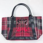 Victoria's Secret  Tartan Plaid Floral Vine Weekender Tote Bag Large Red Black Photo 10