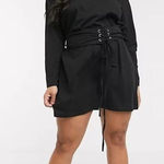 Pretty Little Thing Black Corset Detail Jumper Dress By  Size 10 Long Sleeve Crew N Photo 0